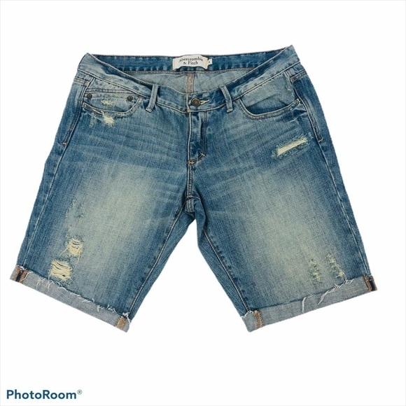 ABERCROMBIE & FITCH Women’s Blue Jean Sz 4 Distressed - Picture 3 of 12